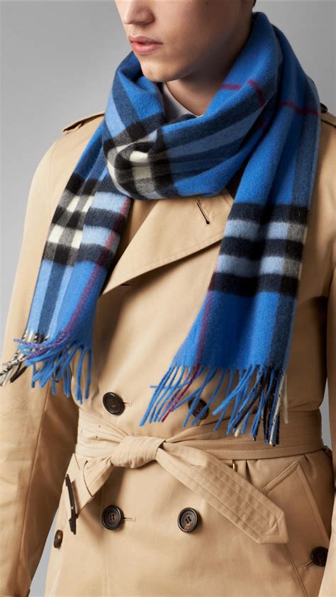 burberry silk blue check head scarf|Burberry Check scarf men.